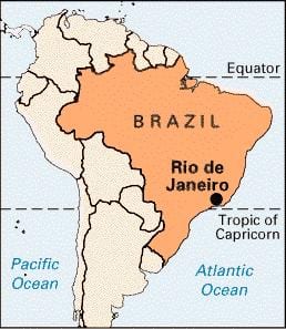 Rio de Janeiro í brasilíu kort