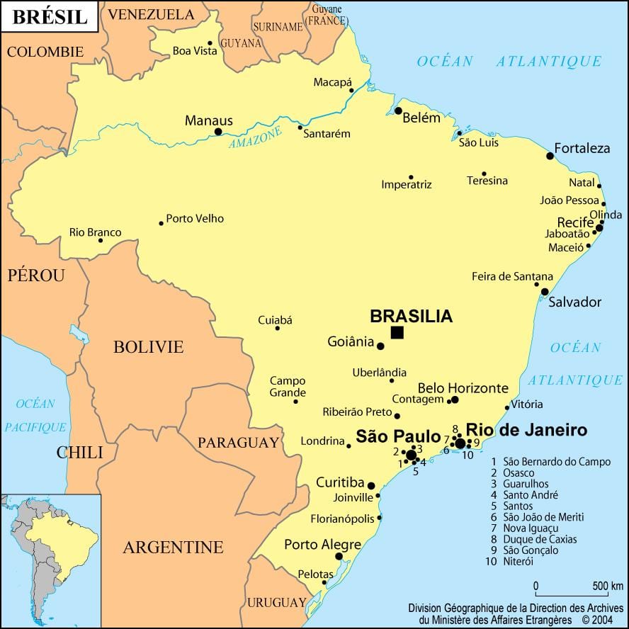 kort af brasilíu að sýna Rio de Janeiro