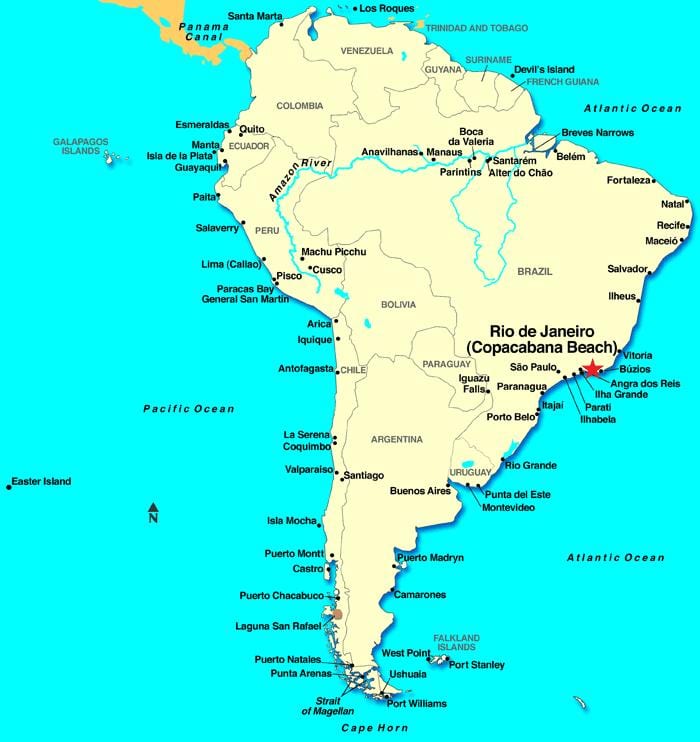 Rio de Janeiro kort suður-ameríku