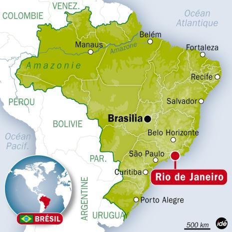 kort af brasilíu og Rio de Janeiro