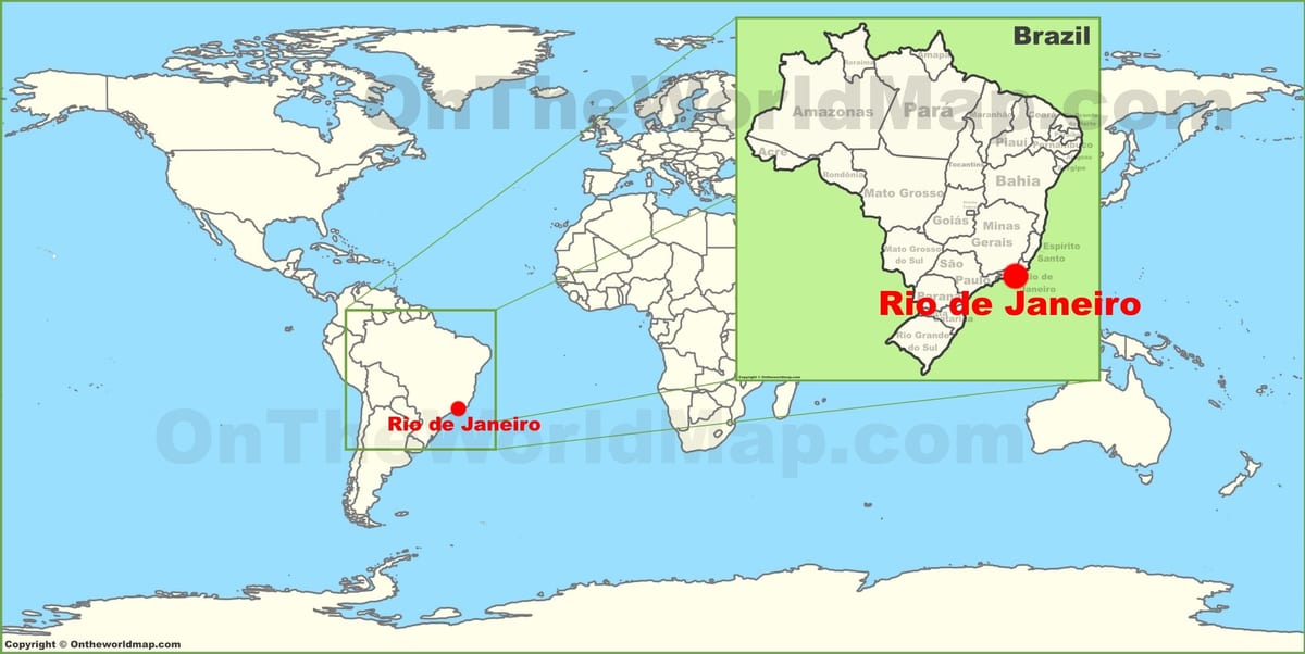 heimurinn kort af Rio de Janeiro brasilíu