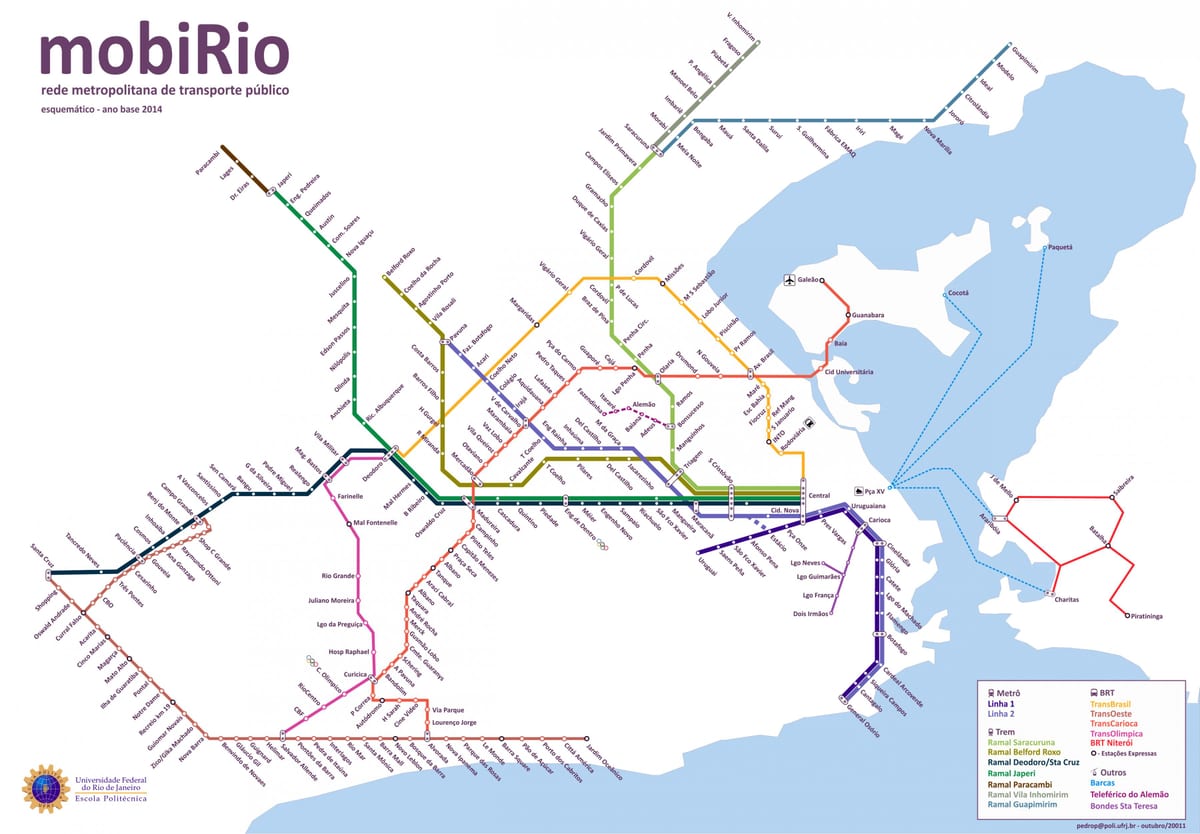 almenningssamgöngum kort Rio de Janeiro