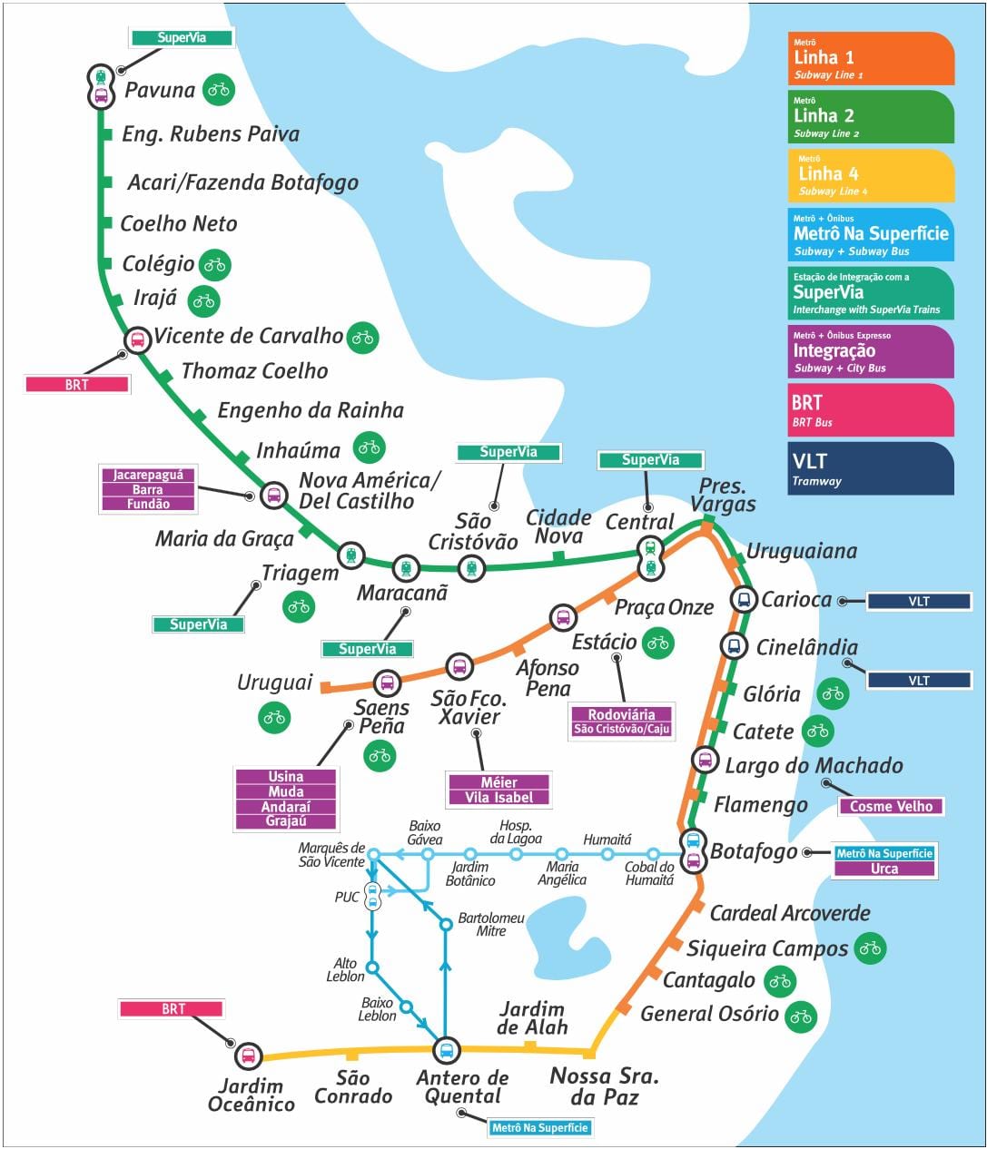 metro í Rio de Janeiro kort